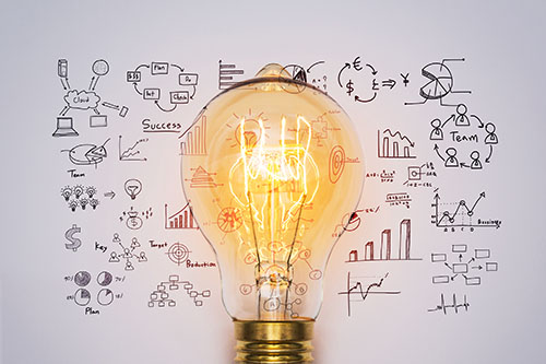 Light bulb with drawing graph